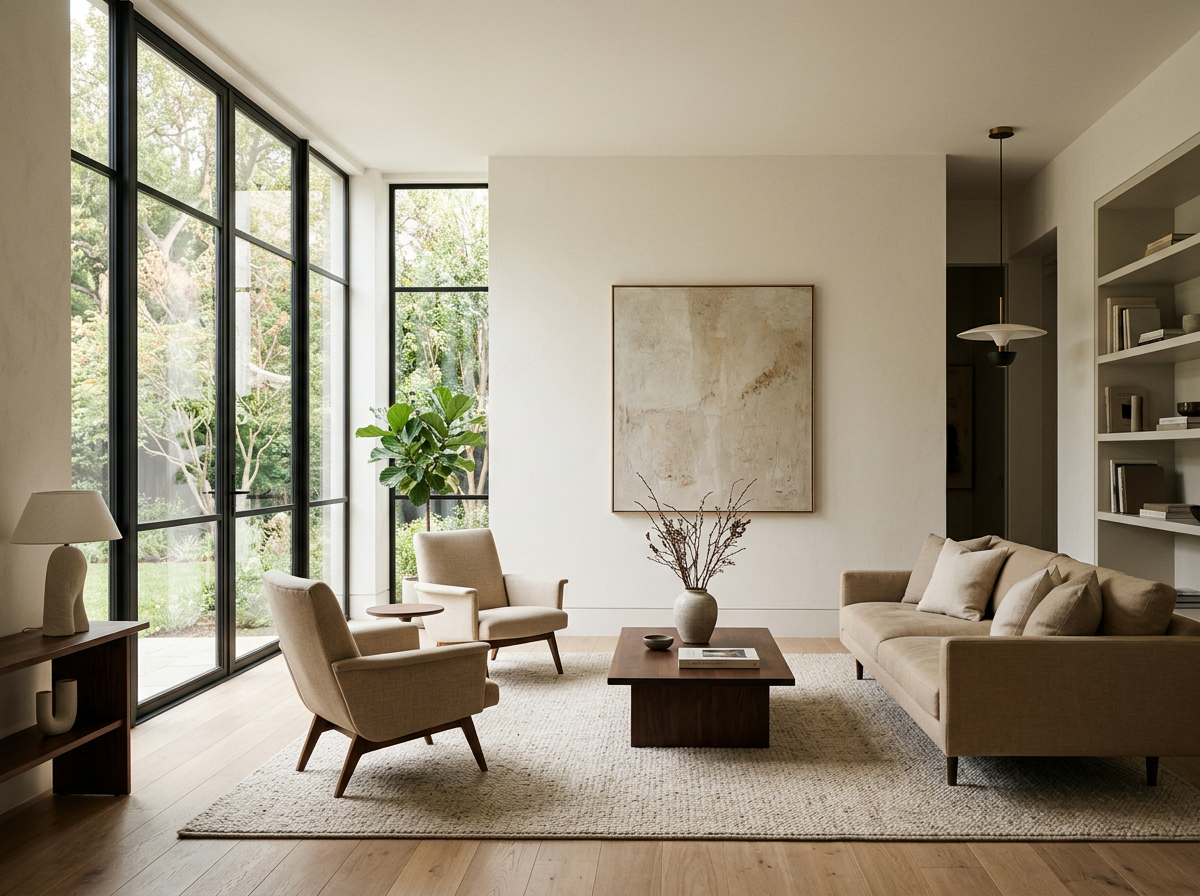 Living room with freshly painted warm-white walls, illustrating interior painting in Colorado Springs